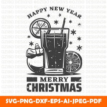 Vintage christmas holiday prints template with inscriptions cocktail lemon slice festive ball on shirts isolated - GZIBO