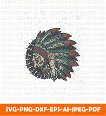 Native america indian chief head tshirt design savge svg