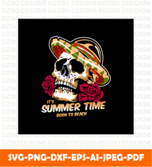 Its summer time illustration t shirt design with skull SVG,  Savage love Svg,Flower Svg,  Sunflower Svg, Rose SVG,  Floral Svg, Wildflower Svg, Cut File for Cricut, Silhouette, Digital Download