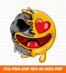 Happy love emoticon with love eyes changes death skull expression SVG,  Savage love Svg,Flower Svg,  Sunflower Svg, Rose SVG,  Floral Svg, Wildflower Svg, Cut File for Cricut, Silhouette, Digital Download