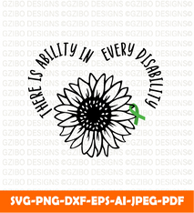 Cerebral palsy ability awareness quote green ribbon sunflower