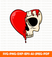 Heart melting skull cartoon vector illustration SVG,  Savage love Svg,Flower Svg,  Sunflower Svg, Rose SVG,  Floral Svg, Wildflower Svg, Cut File for Cricut, Silhouette, Digital Download
