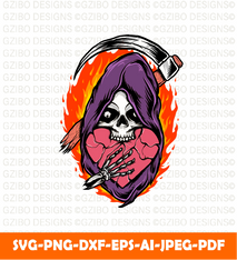 Heart skull reaper with fire SVG,  Savage love Svg,Flower Svg,  Sunflower Svg, Rose SVG,  Floral Svg, Wildflower Svg, Cut File for Cricut, Silhouette, Digital Download