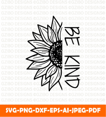 Sunflower be kind outline drawing line vector illustration isolated white background illustration