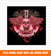 Lucky skull tshirt design SVG,  Savage love Svg,Flower Svg,  Sunflower Svg, Rose SVG,  Floral Svg, Wildflower Svg, Cut File for Cricut, Silhouette, Digital Download
