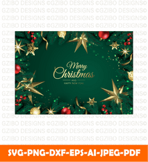 Merry Christmas background with christmas element christmas tree gifts greeting card svg png - GZIBO