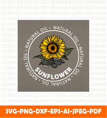 Sunflower natural oil label bottle sunflower oil sunflower seeds sunflower oil typography savage svg