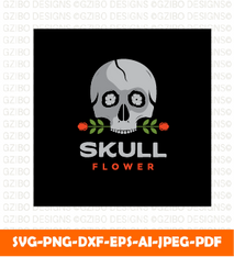 Skull crack with flower rose dark logo design vector SVG,  Savage love Svg,Flower Svg,  Sunflower Svg, Rose SVG,  Floral Svg, Wildflower Svg, Cut File for Cricut, Silhouette, Digital Download