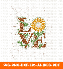Sunflower love spell with colorful  vintage style illustration  svg