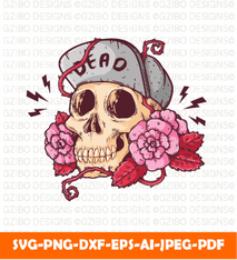 Skull hat with roses illustration tshirt design SVG,  Savage love Svg,Flower Svg,  Sunflower Svg, Rose SVG,  Floral Svg, Wildflower Svg, Cut File for Cricut, Silhouette, Digital Download