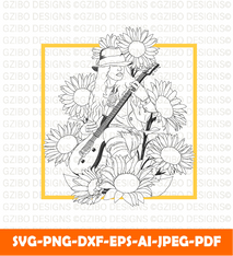 Helianthus flower happy  flowers drawing line art concept woman illustration svg