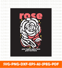 Tshirt design rose with rose flower gray background vintage illustration