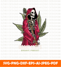 Skeleton with cannabis medical illustration