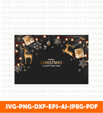Merry Christmas happy new year realistic banner with golden deer christmas decorations svg,png - GZIBO