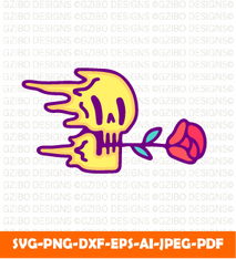 Trippy skull biting rose flower cartoon illustration t shirt sticker SVG,  Savage love Svg,Flower Svg,  Sunflower Svg, Rose SVG,  Floral Svg, Wildflower Svg, Cut File for Cricut, Silhouette, Digital Download