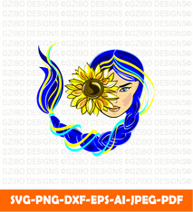 sunflower  woman flower vector illustration emblem logo patriot girls