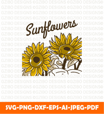 Vintage art illustration sunflowers svg