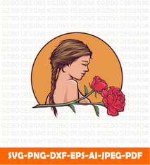 Woman rose flower illustration tshirt design