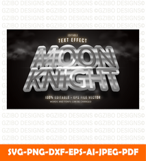 Moon knight superhero gaming style editable text effect premium vector text Svg, Modern text Svg, Font Svg, Cut File for Cricut, Silhouette, Digital Download Handwritten Fonts, Farmhouse Fonts, Fonts for Crafting