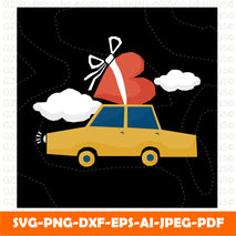 funny-graphic-card-background-template-abstract-creative-modern-illustration-design-poster-card-invitation-bag-print-shop-advertising-etc t-shirt-design valentines-day car,balloon,love art  girl-stylish-clothes-svg