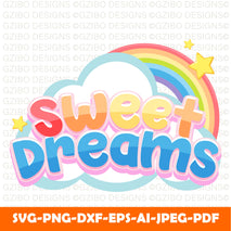 sweet dreams logo pastel color with cute rainbow little star Modern Font ,Cricut Fonts, Procreate Fonts, Canva Fonts, Branding Font svg