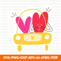 drawn-sticker-doodle-hearts-car-couple-love-sits-wheel-cart-shirt-design valentines-day car,balloon,love art  girl-stylish-clothes-svg