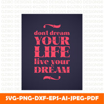lettering with motivational quote dream your life live your dream Modern Font ,Cricut Fonts, Procreate Fonts, Canva Fonts, Branding Font svg