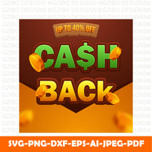 money saving cash back offer vector banner with coin Modern Font ,Cricut Fonts, Procreate Fonts, Canva Fonts, Branding Font