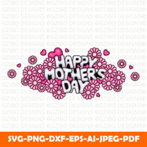 mother-s-day-artwork-with-flowers-hearts Happy Mother's Day Card Mummy / Mom/ With love card Personalized Mothers day Gift