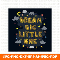 vector illustration with hand drawn lettering dream big little one colourful typography design Modern Font ,Cricut Fonts, Procreate Fonts, Canva Fonts, Branding Font svg