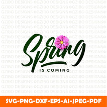 vector spring is coming illustration with pink flower Modern Font ,Cricut Fonts, Procreate Fonts,Branding Font,Fonts for Crafting svg