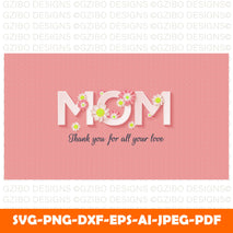 mother-s-day-background-with-text-illustrations-with-shadow-effects-with-flower-illustrations Happy Mother's Day Card Mummy / Mom/ With love card Personalized Mothers day Gift