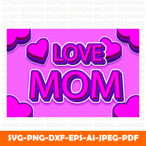 love-mom-editable-text-effect-3-dimension-emboss-modern-style Happy Mother's Day Card  Mummy / Mom/ With love card Personalized Mothers day Gift