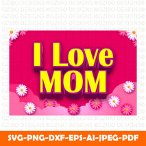i-love-mom-editable-text-effect-3-dimension-emboss-modern-style Happy Mother's Day Card  Mummy / Mom/ With love card Personalized Mothers day Gift