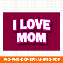 i-love-mom-editable-text-effect-3-dimension-modern-style (1) Happy Mother's Day Card  Mummy / Mom/ With love card Personalized Mothers day Gift