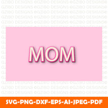 vector-text-effect-with-mom-writing-overlapping Happy Mother's Day Card Mummy / Mom/ With love card Personalized Mothers day Gift