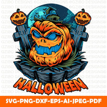 Pumpkin Skull Skull Pumpkin Season’s Greetings Digital Files, Halloween Pumpkin Skull SVG - GZIBO