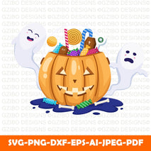 Pumpkin basket with halloween candies Pumpkin Favor Box svg, Pumpkin svg, halloween box svg, favor box svg, gift box svg, halloween svg, halloween cricut svg, dxf, pdf printable - GZIBO