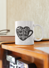 Start with coffee heart cup vintage style | Valentine 2023 svg - GZIBO
