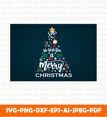 Merry Christmas Christmas Tree Printable Download Editable Template SVG , PNG - GZIBO