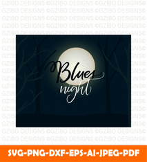 Blues night music dancing event poster design with full moon trees silhouettes modern calligraphy text Svg, Modern text Svg, Font Svg, Cut File for Cricut, Silhouette, Digital Download Handwritten Fonts, Farmhouse Fonts, Fonts for Crafting
