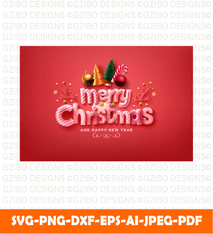 Merry-Christmas-Happy-new-year-Poster-Banner-With-Santa-Clausgingerbread-Men-Element SVG , PNG - GZIBO
