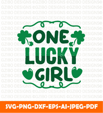 One lucky Girl vintage  Instant download christmas sign svg - GZIBO