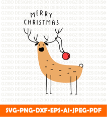 Merry Christmas Cute Deer with christmas ball design digital download  christmas sign svg - GZIBO