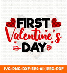 first valentines day sublimation typography t-shirt design | Valentine 2023 svg - GZIBO