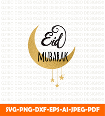 Crescent moon with golden stars holy month muslim community eid mubarak celebration text Svg, Modern text Svg, Font Svg, Cut File for Cricut, Silhouette, Digital Download Handwritten Fonts, Farmhouse Fonts, Fonts for Crafting