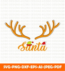 Reindeer - Instant Digital Download - svg and png files I Christmas, Reindeer Face, Antlers, Minimalist - GZIBO