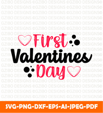 First valentine's day typography vector illustration svg - GZIBO