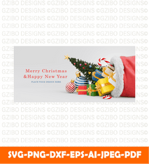 3D render christmas background with sack full gift boxes Christmas greeting card svg png - GZIBO