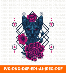 Floral cat with sacred geometry background savage svg